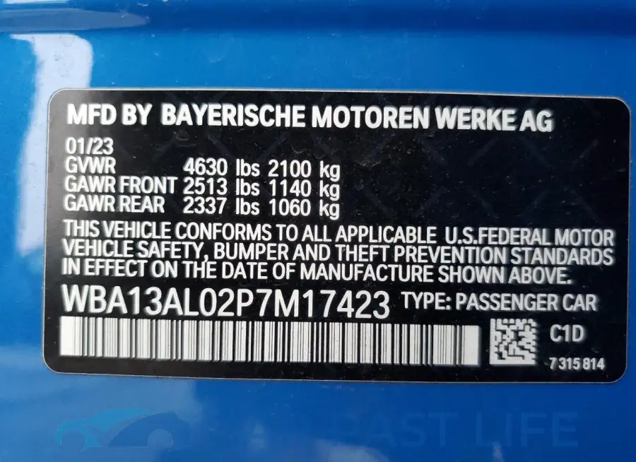 WBA13AL02P7M17423# 12
