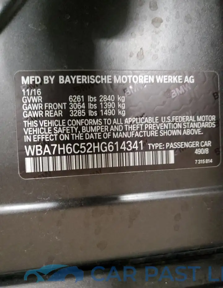 WBA7H6C52HG614341# 12