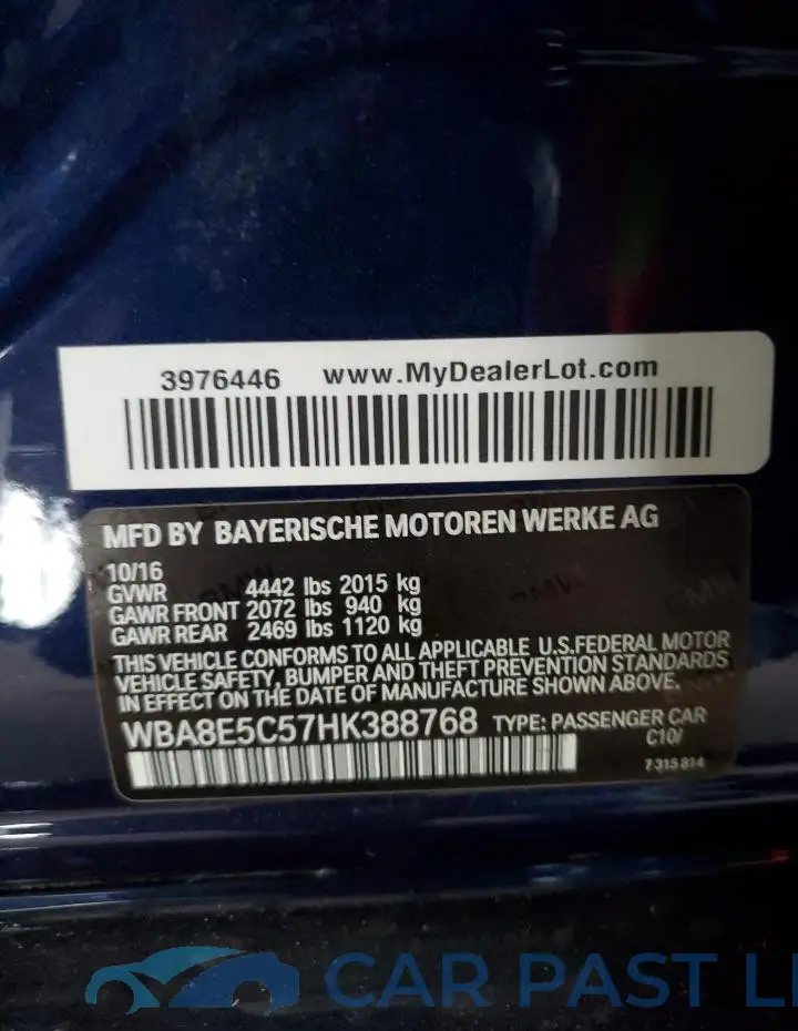 WBA8E5C57HK388768# 12