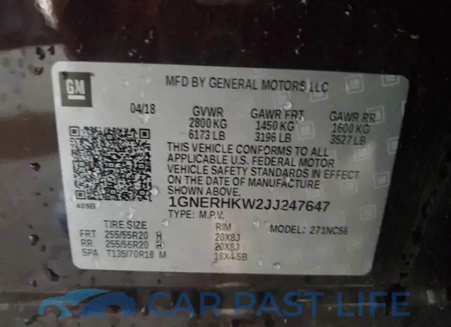 1GNERHKW2JJ247647# 14