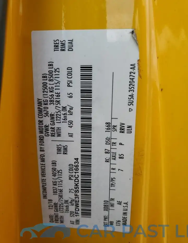 1FDWE3FS5KDC16634# 13