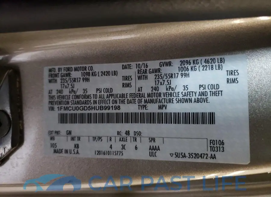 1FMCU0GD5HUB99198# 13