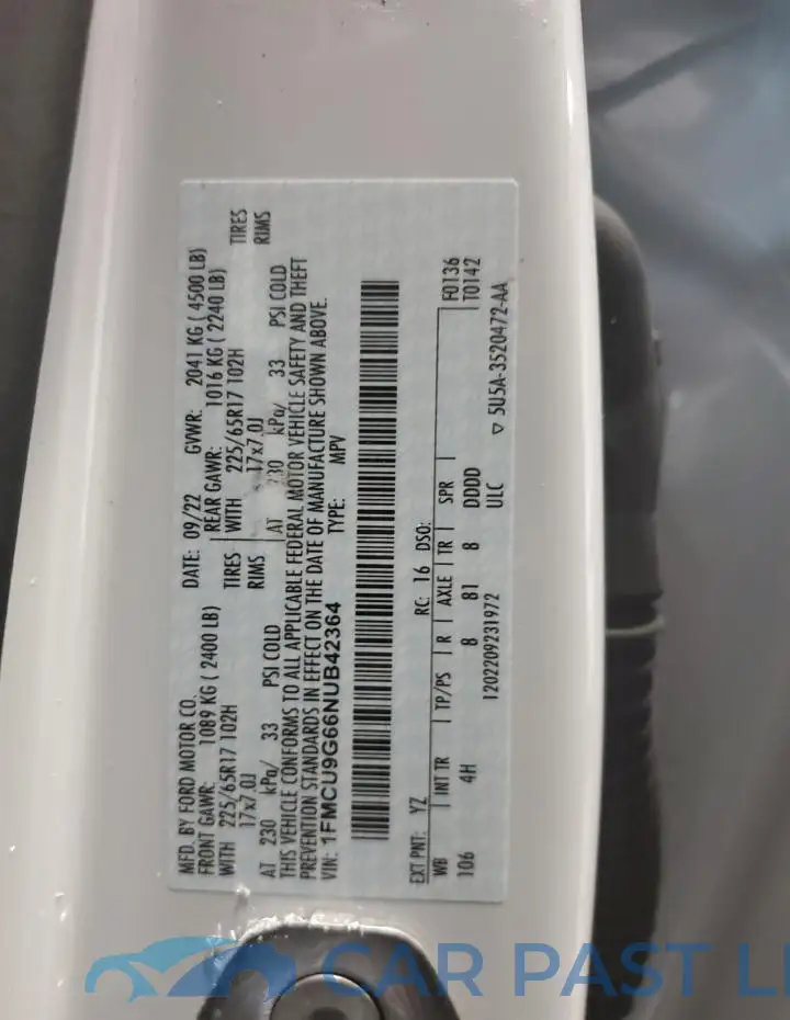 1FMCU9G66NUB42364# 12