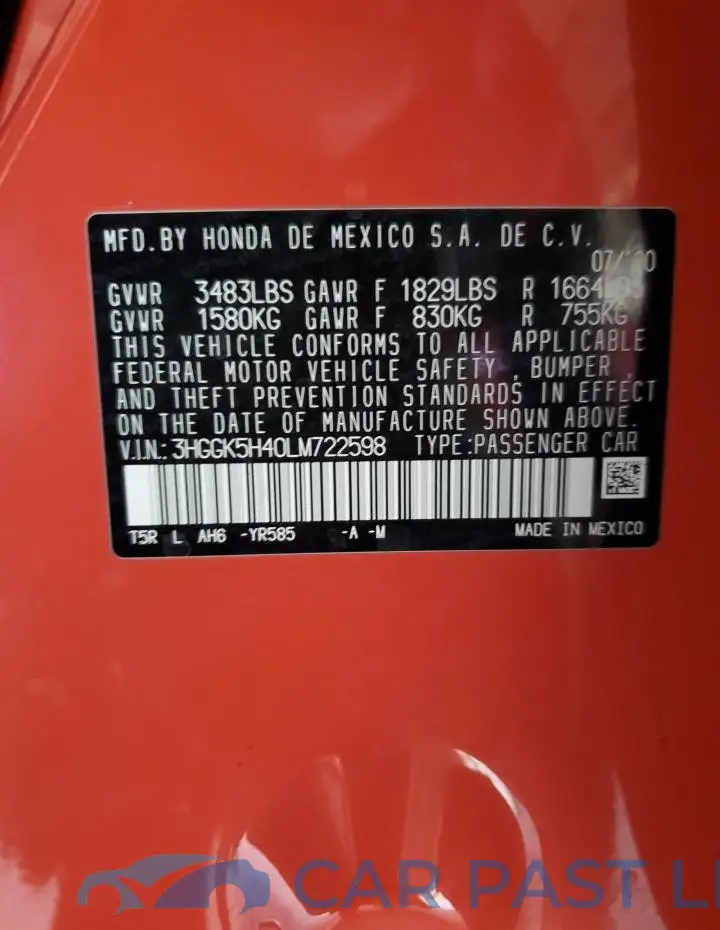 3HGGK5H40LM722598# 13