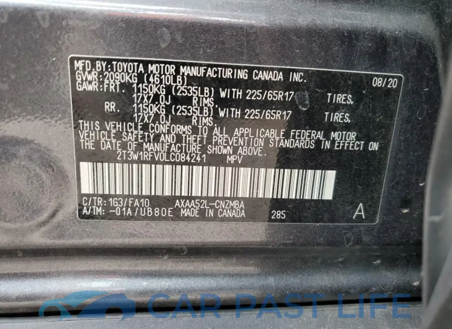 2T3W1RFV0LC084241# 14