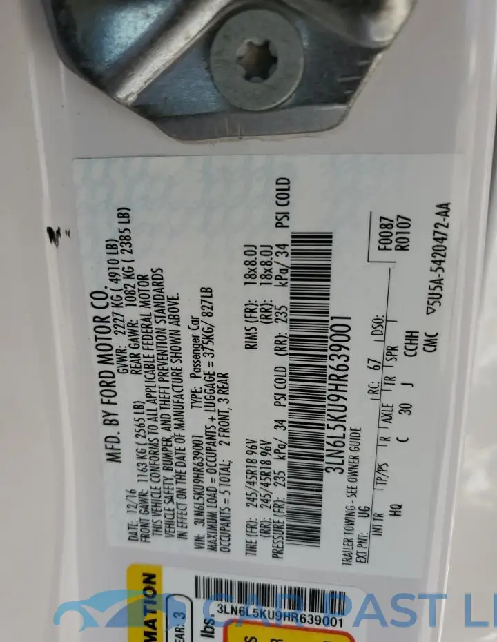 3LN6L5KU9HR639001# 12