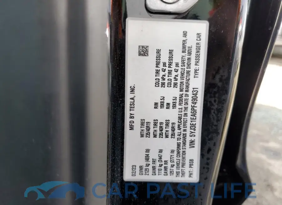 5YJ3E1EA6PF490431# 12