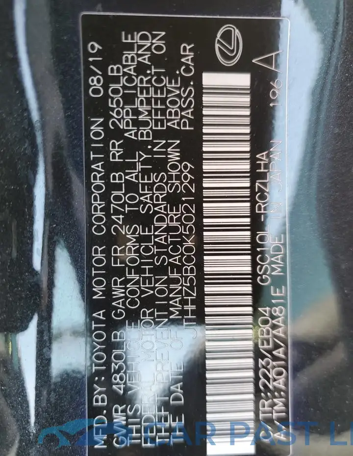 JTHHZ5BC0K5021299# 12