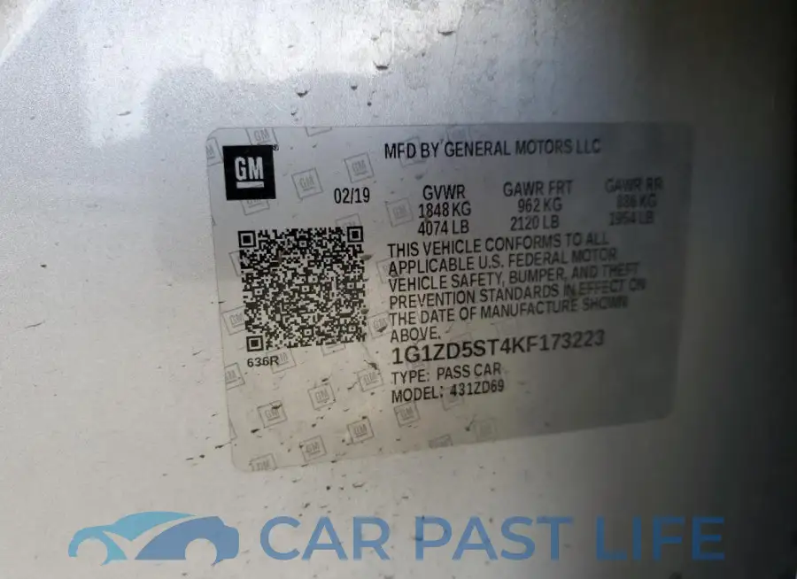 1G1ZD5ST4KF173223# 12