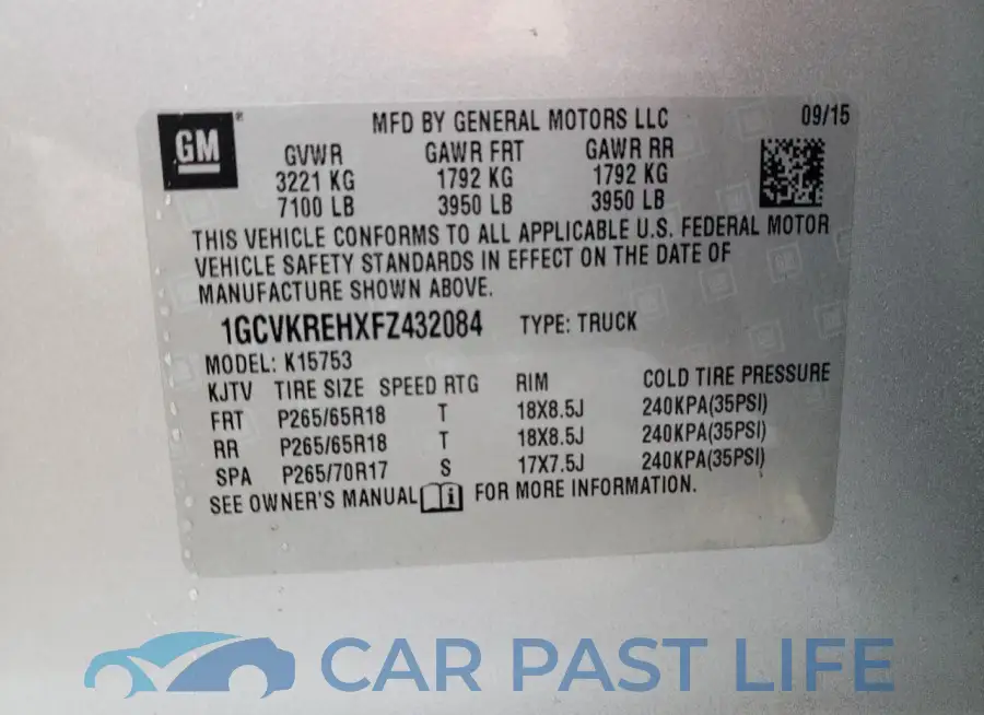 1GCVKREHXFZ432084# 12