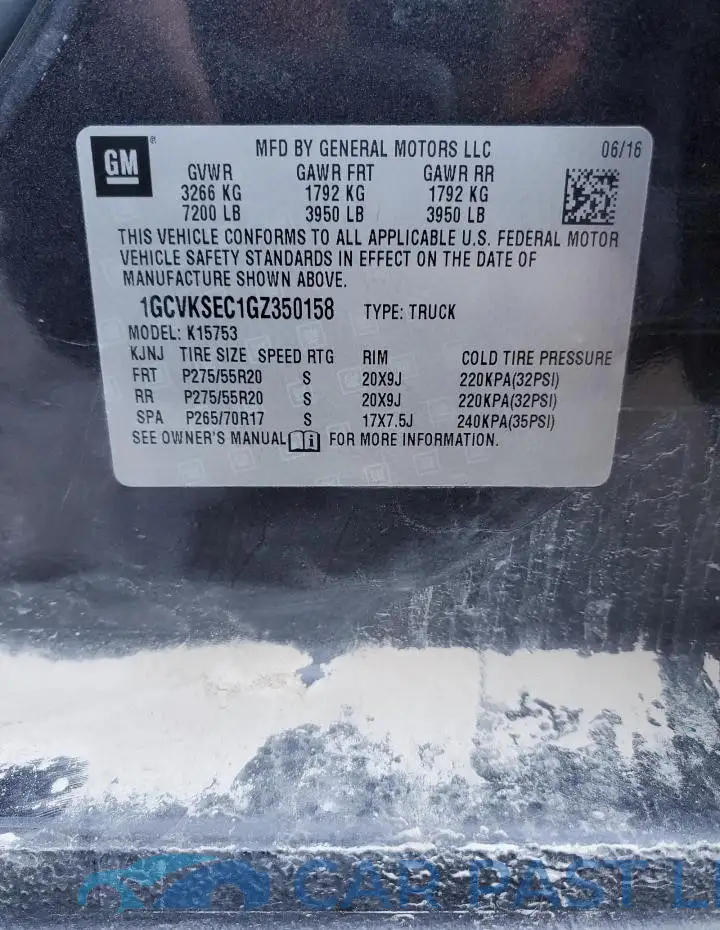 1GCVKSEC1GZ350158# 12