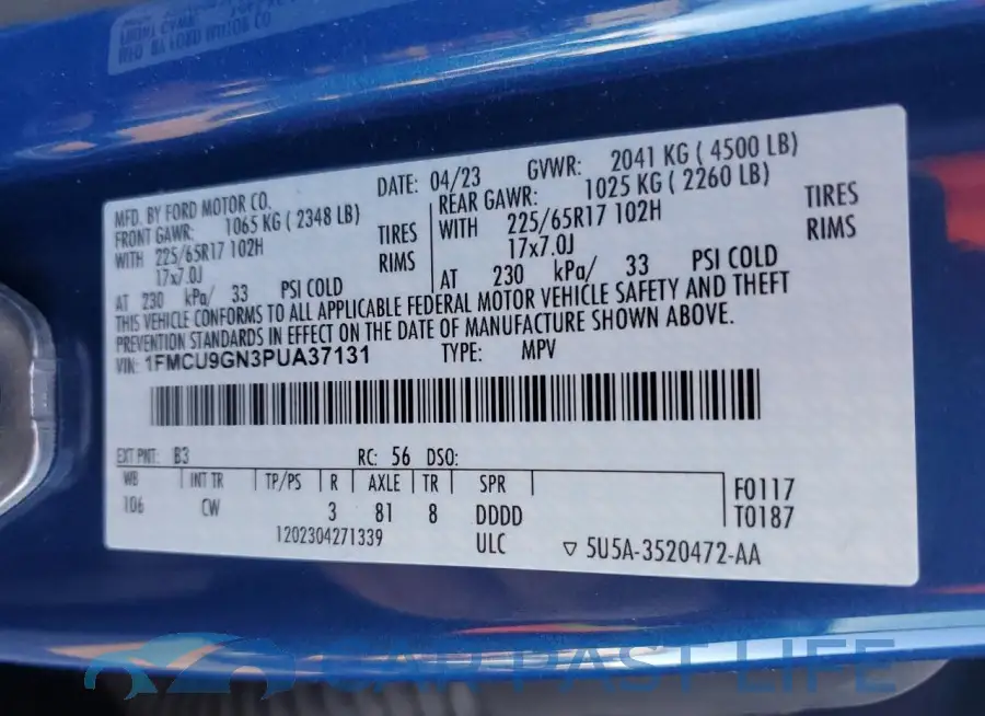 1FMCU9GN3PUA37131# 14