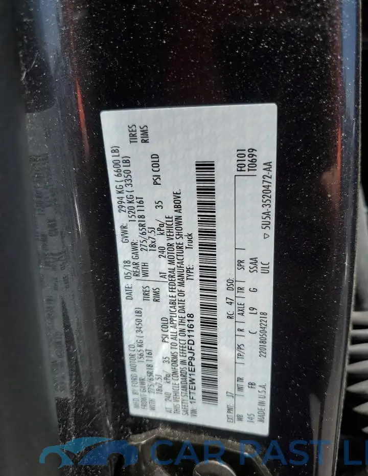 1FTEW1EP9JFD11618# 12