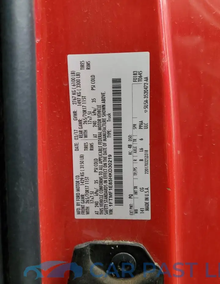 1FTMF1E85HKD30219# 12