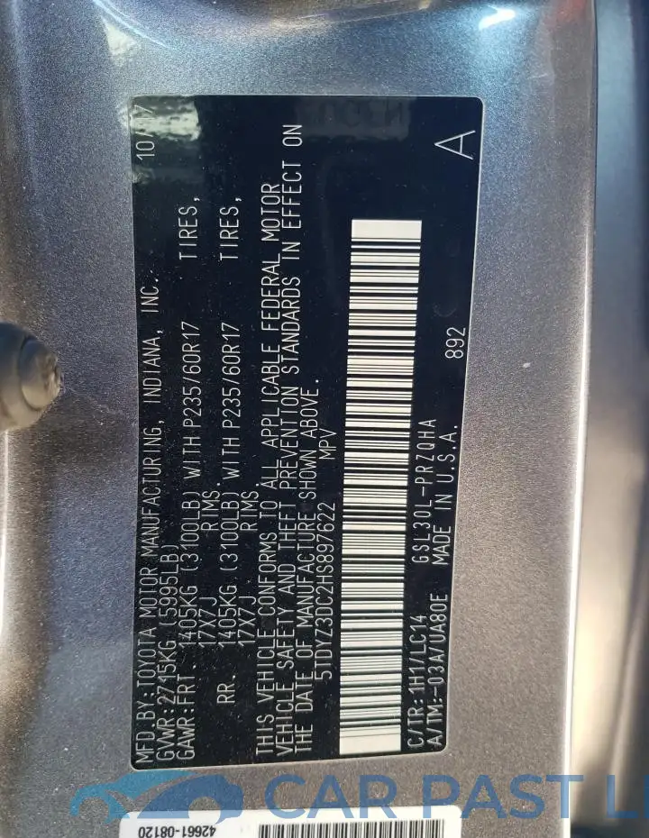 5TDYZ3DC2HS897622# 13