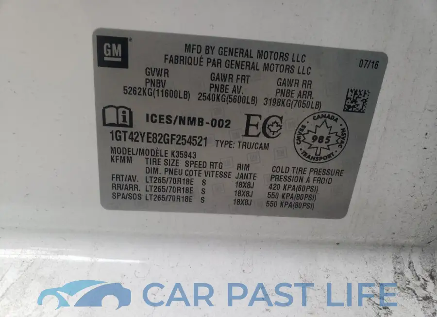 1GT42YE82GF254521# 12