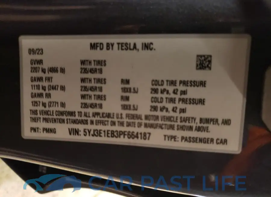 5YJ3E1EB3PF664187# 12