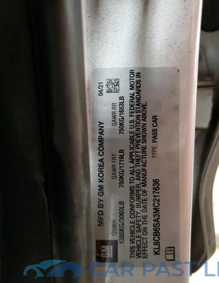 KL8CB6SA3MC217636# 12