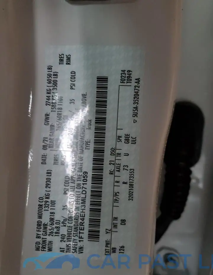1FTER4EH3MLD71059# 12