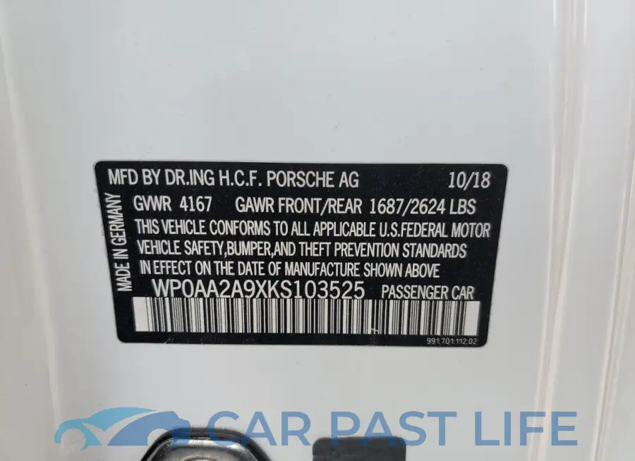 WP0AA2A9XKS103525# 12