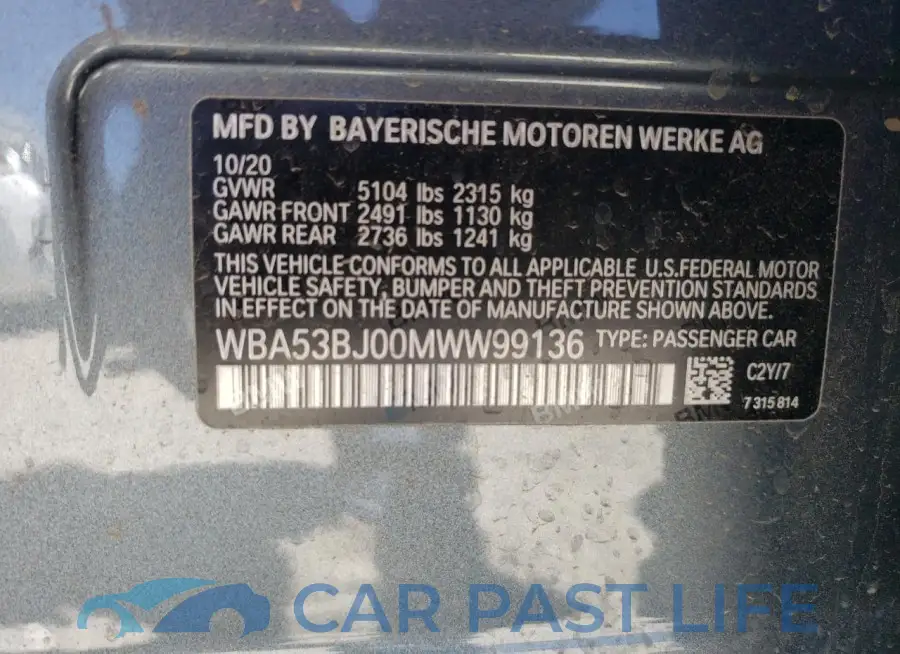 WBA53BJ00MWW99136# 12
