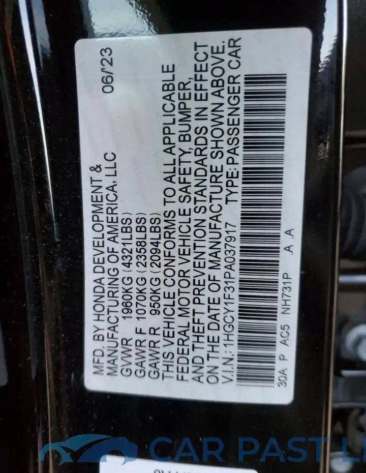 1HGCY1F31PA037917# 13