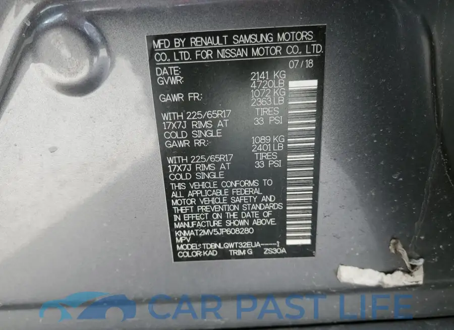 KNMAT2MV5JP608280# 12