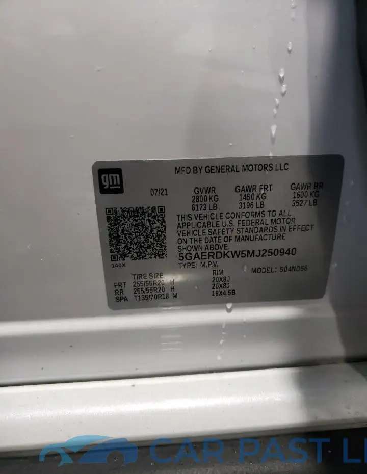 5GAERDKW5MJ250940# 13