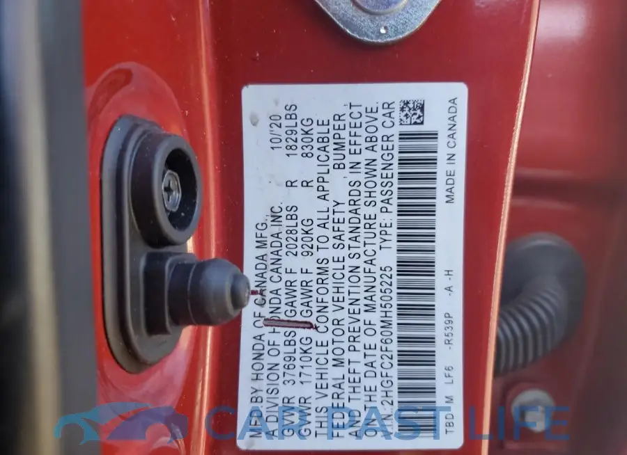2HGFC2F60MH505225# 12