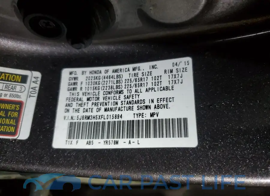 5J6RM3H5XFL015894# 13
