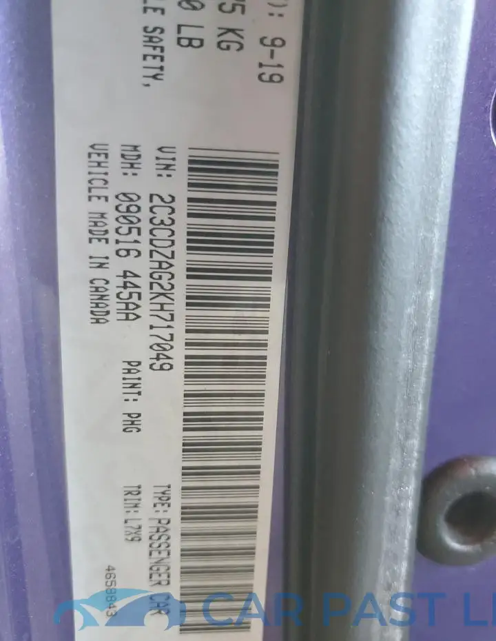 2C3CDZAG2KH717049# 12
