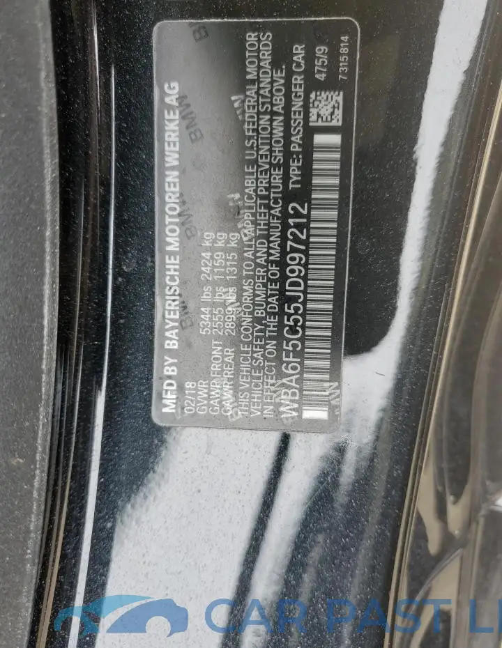 WBA6F5C55JD997212# 13