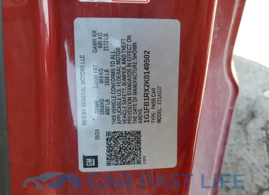1G1FB1RX2K0149502# 12