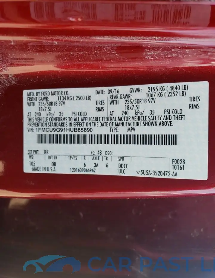 1FMCU9G91HUB65890# 13