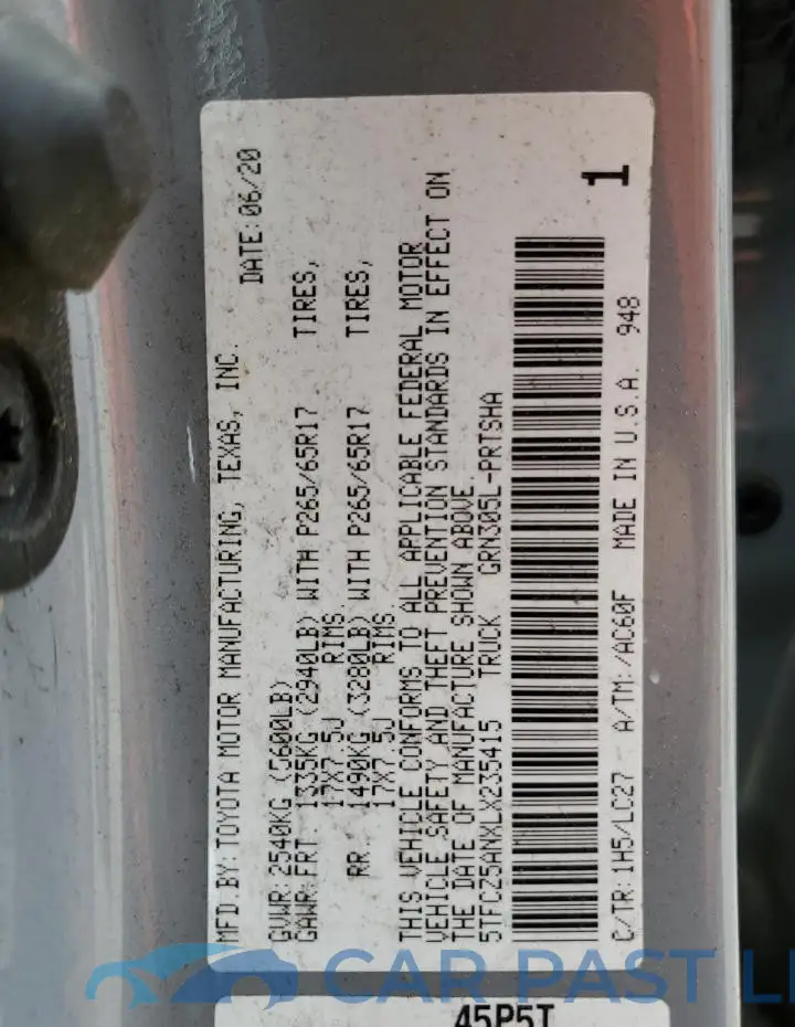 5TFCZ5ANXLX235415# 12