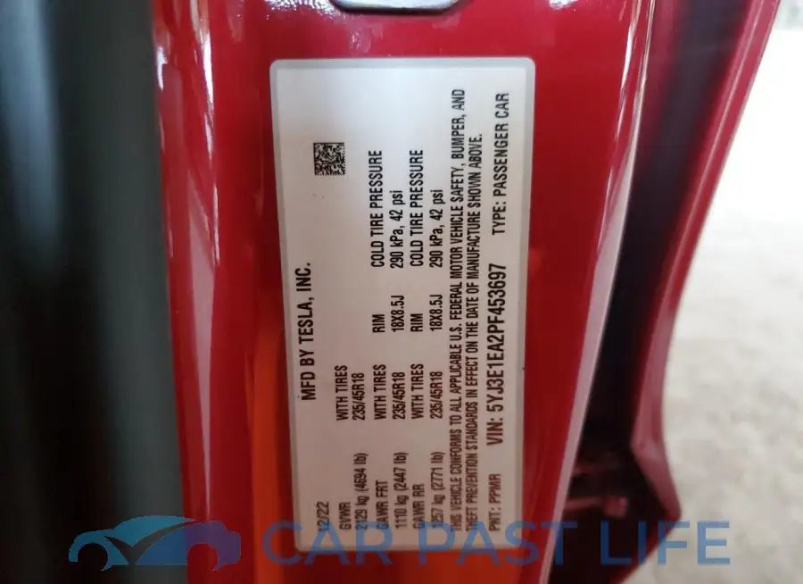 5YJ3E1EA2PF453697# 13