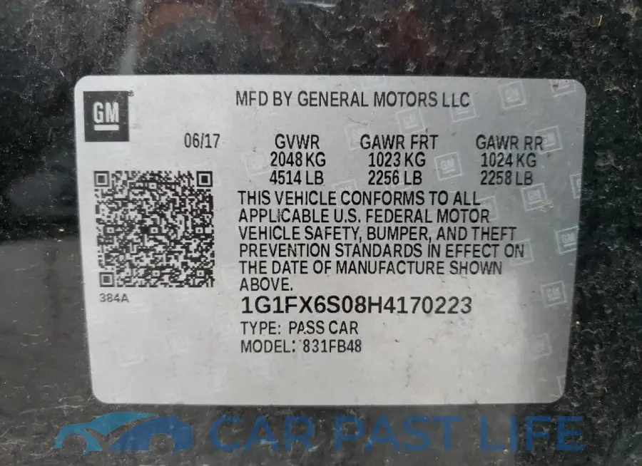 1G1FX6S08H4170223# 12