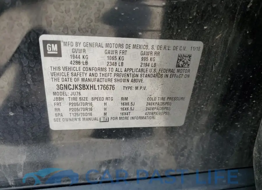 3GNCJKSBXHL176676# 12