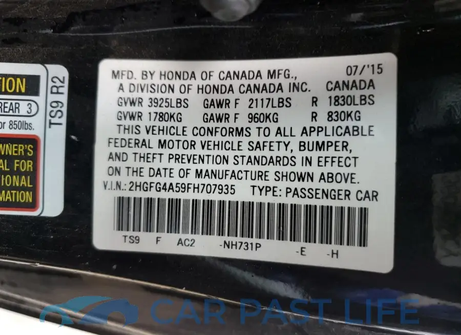 2HGFG4A59FH707935# 13