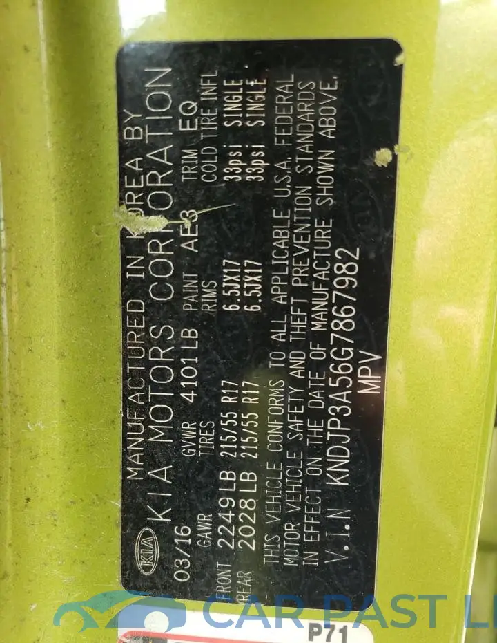 KNDJP3A56G7867982# 13