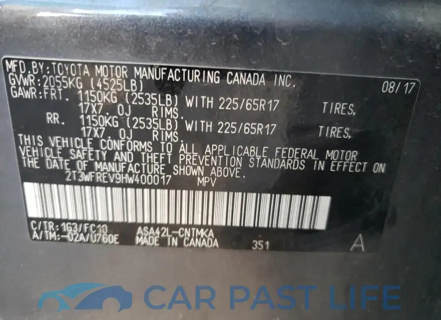 2T3WFREV9HW400017# 12