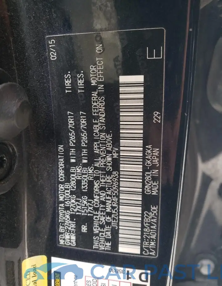 JTEZU5JR4F5096938# 12