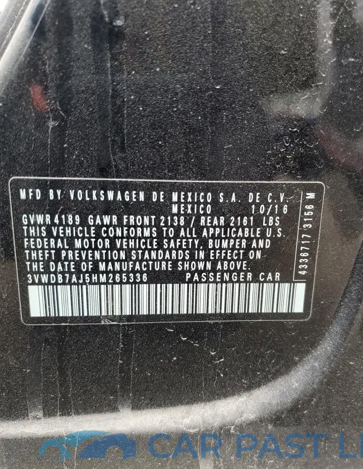 3VWDB7AJ5HM265336# 13
