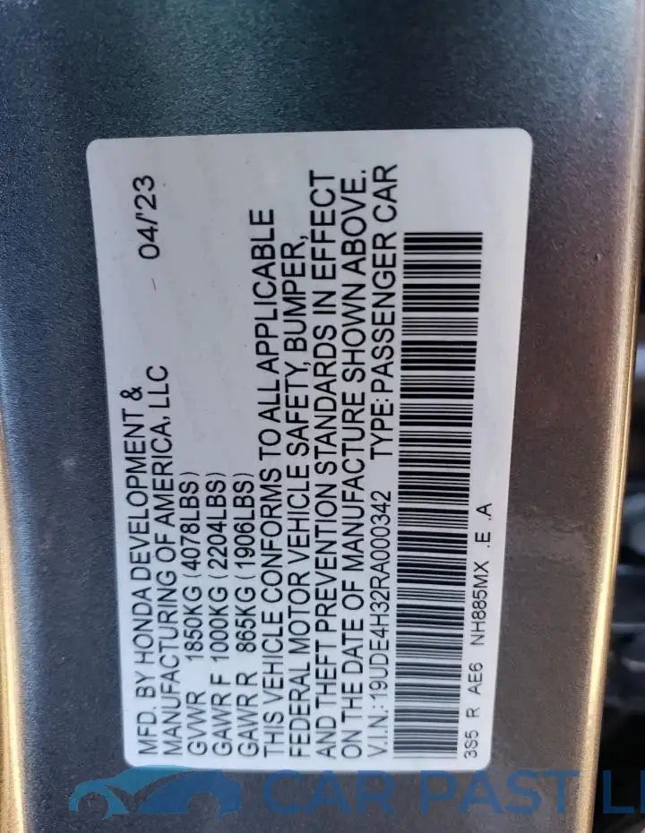 19UDE4H32RA000342# 13