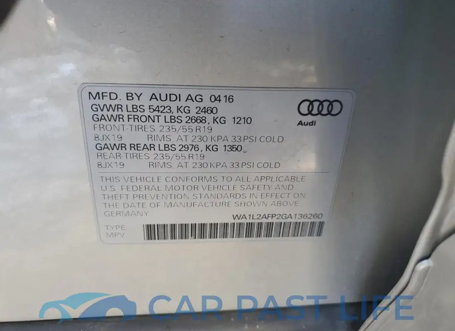 WA1L2AFP2GA136260# 12