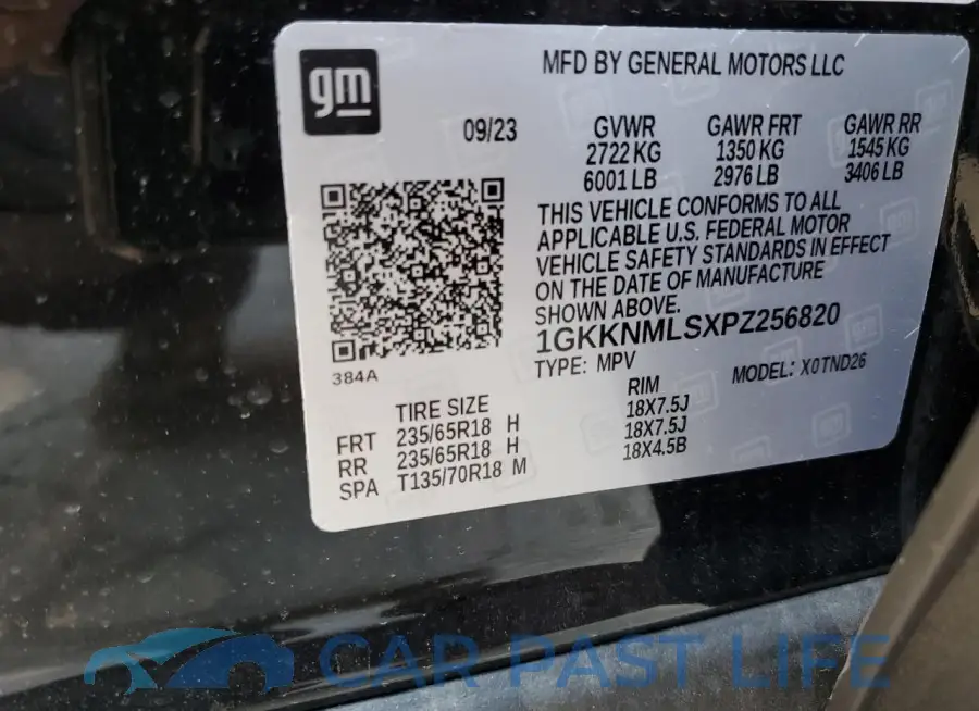 1GKKNMLSXPZ256820# 13