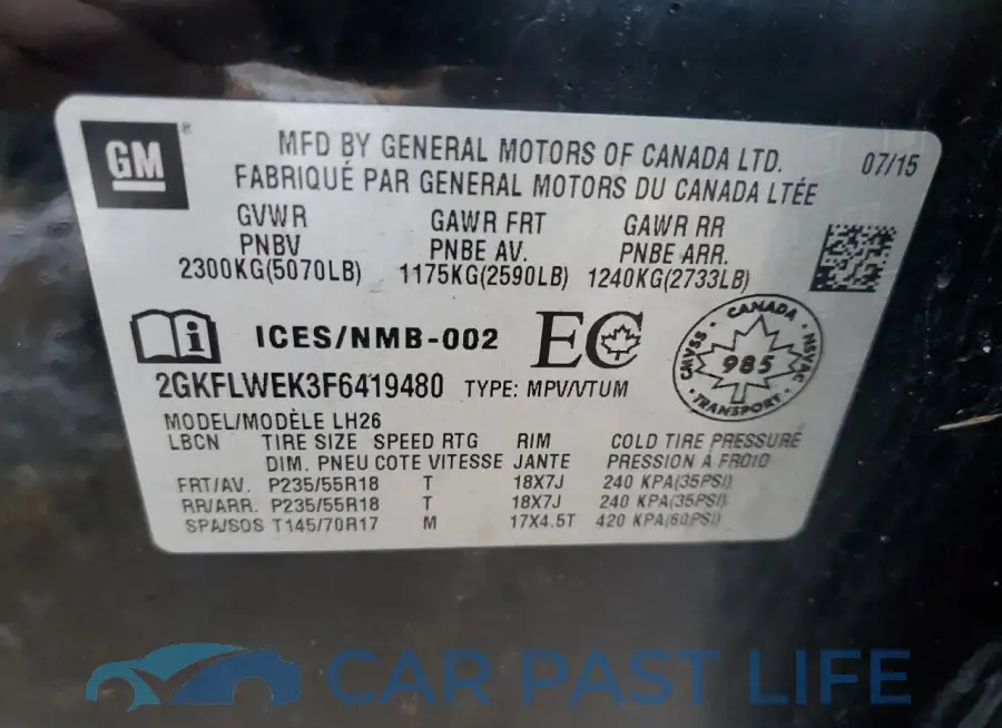 2GKFLWEK3F6419480# 13