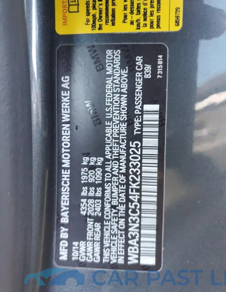 WBA3N3C54FK233025# 12