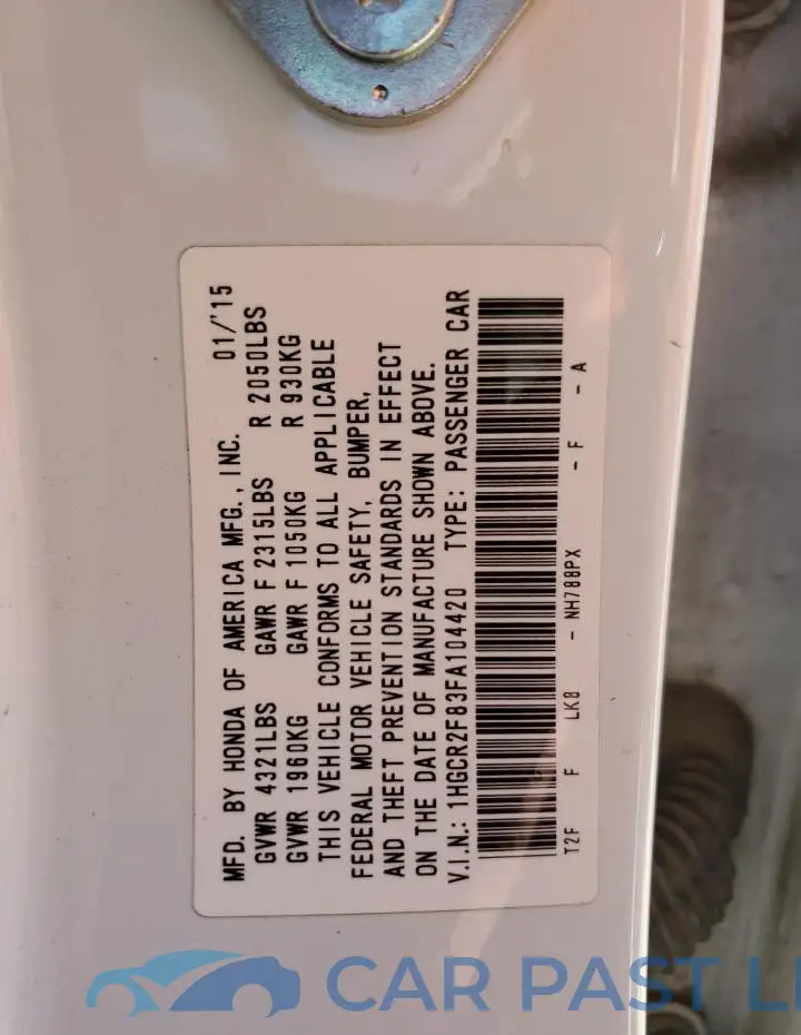 1HGCR2F83FA104420# 13