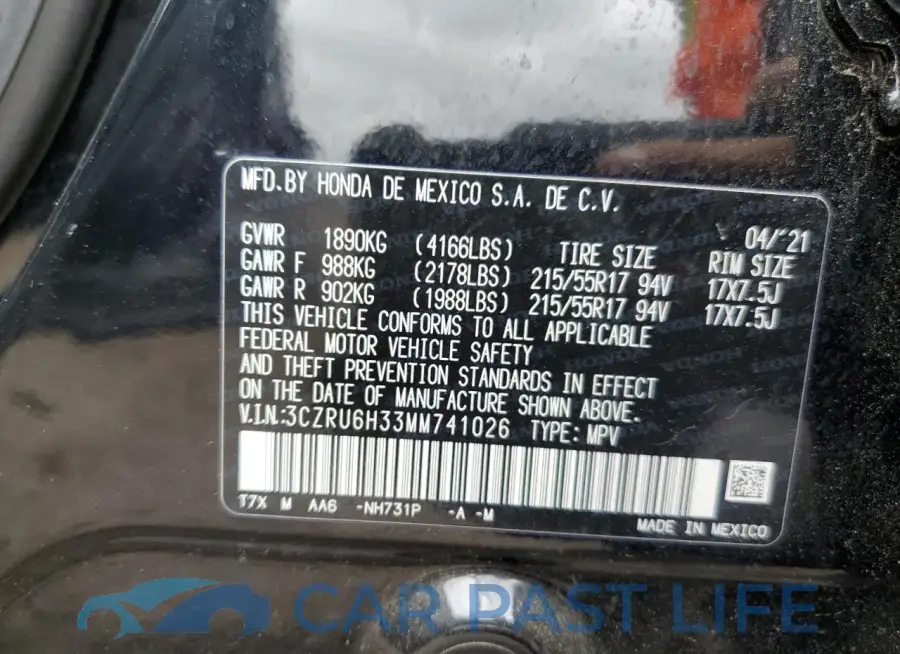 3CZRU6H33MM741026# 10